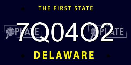 7Q04O2 Delaware License Plate