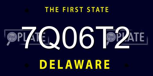 7Q06T2 Delaware License Plate