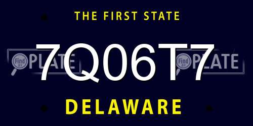 7Q06T7 Delaware License Plate