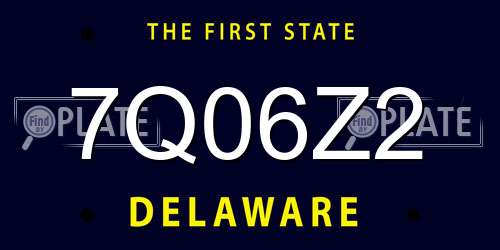 7Q06Z2 Delaware License Plate