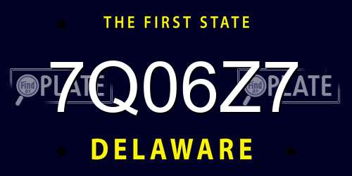 7Q06Z7 Delaware License Plate