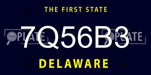 7Q56B3 Delaware License Plate