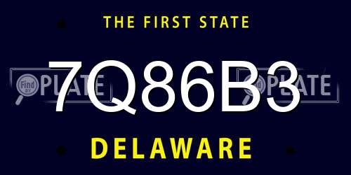 7Q86B3 Delaware License Plate
