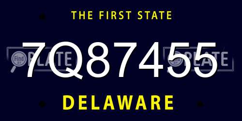 7Q87455 Delaware License Plate