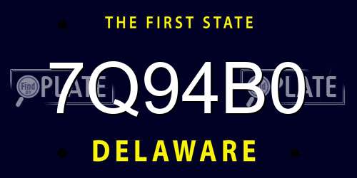7Q94B0 Delaware License Plate
