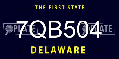 7QB504 Delaware License Plate