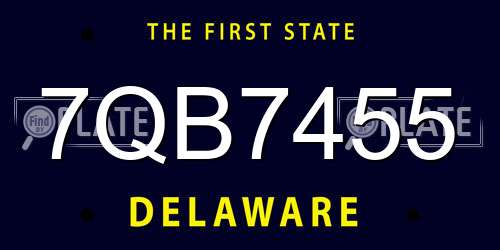 7QB7455 Delaware License Plate