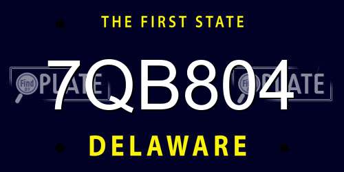 7QB804 Delaware License Plate
