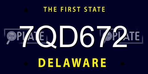 7QD672 Delaware License Plate