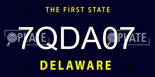 7QDA07 Delaware License Plate