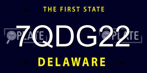 7QDG22 Delaware License Plate