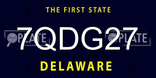 7QDG27 Delaware License Plate