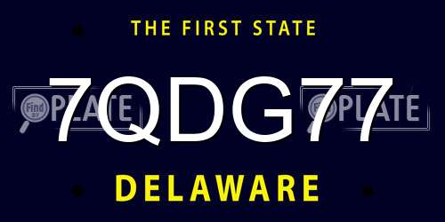 7QDG77 Delaware License Plate