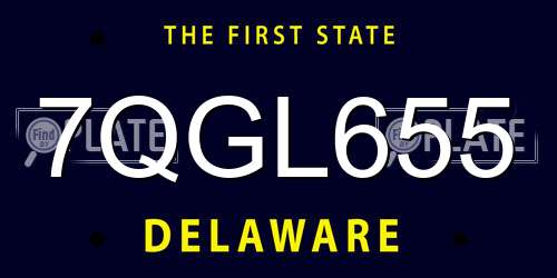 7QGL655 Delaware License Plate