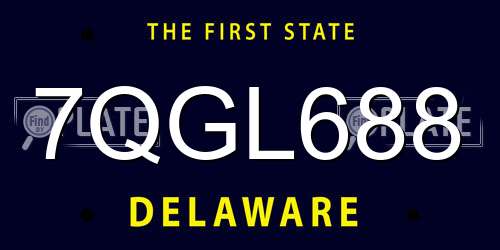 7QGL688 Delaware License Plate