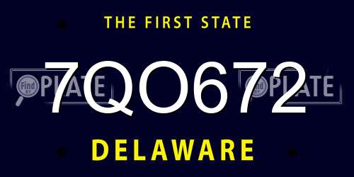 7QO672 Delaware License Plate
