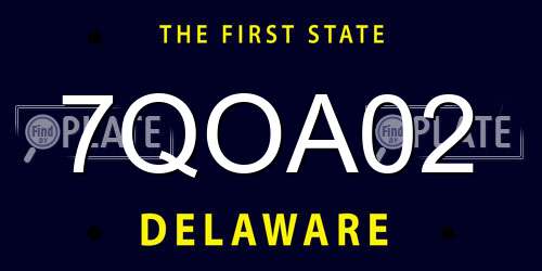 7QOA02 Delaware License Plate