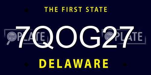 7QOG27 Delaware License Plate