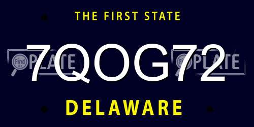 7QOG72 Delaware License Plate