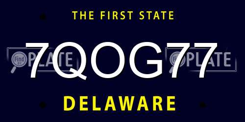 7QOG77 Delaware License Plate