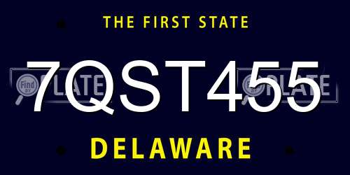 7QST455 Delaware License Plate