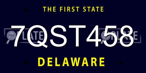 7QST458 Delaware License Plate