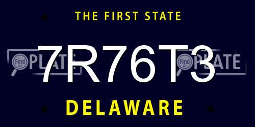 7R76T3 Delaware License Plate