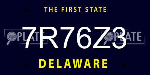 7R76Z3 Delaware License Plate