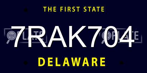 7RAK704 Delaware License Plate