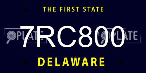 7RC800 Delaware License Plate