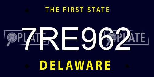 7RE962 Delaware License Plate