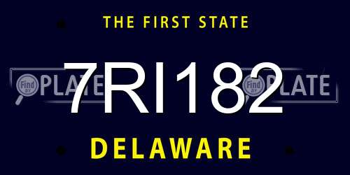 7RI182 Delaware License Plate