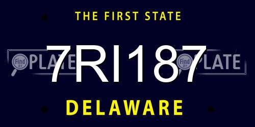 7RI187 Delaware License Plate