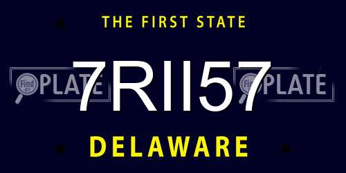7RII57 Delaware License Plate