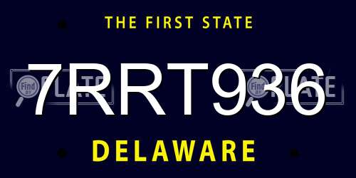 7RRT936 Delaware License Plate
