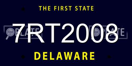 7RT2008 Delaware License Plate