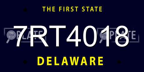 7RT4018 Delaware License Plate