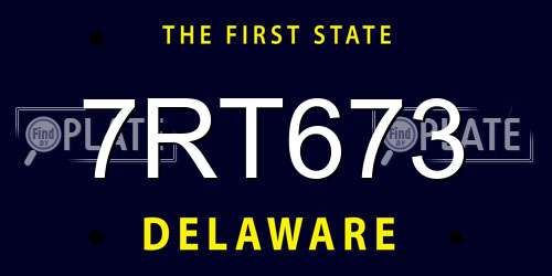 7RT673 Delaware License Plate