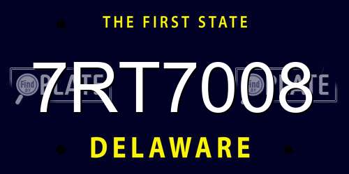 7RT7008 Delaware License Plate