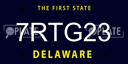 7RTG23 Delaware License Plate