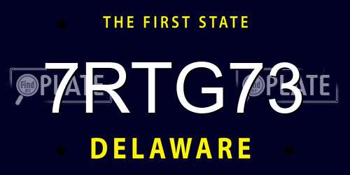 7RTG73 Delaware License Plate