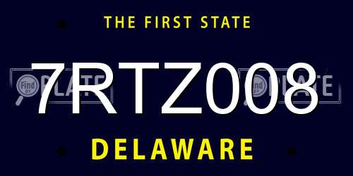 7RTZ008 Delaware License Plate