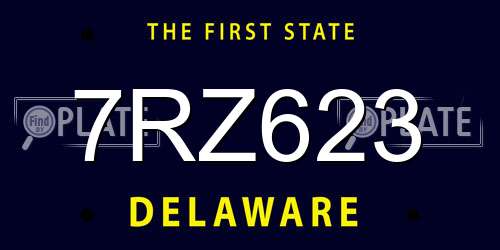 7RZ623 Delaware License Plate