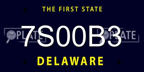 7S00B3 Delaware License Plate