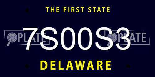 7S00S3 Delaware License Plate