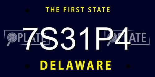 7S31P4 Delaware License Plate