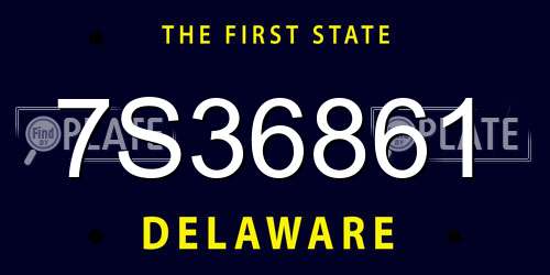 7S36861 Delaware License Plate