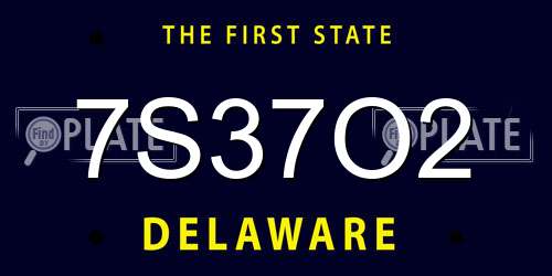 7S37O2 Delaware License Plate
