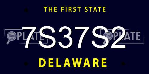 7S37S2 Delaware License Plate