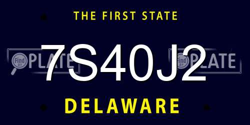 7S40J2 Delaware License Plate